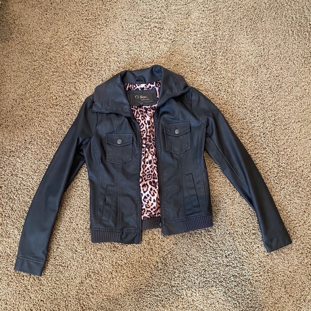 Ci Sono Dark Gray Leather Jacket